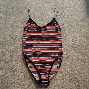 Free People Colorful Striped Bodysuit